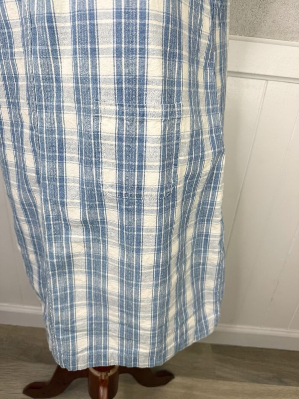 Vintage Plaid Jumper Dress Sz. L Blue Check Jumoef Dress - Picture 4 of 12